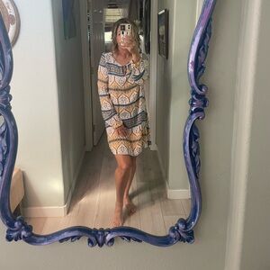 Roxy dress. Yellow blue white. Long sleeve. Medium.